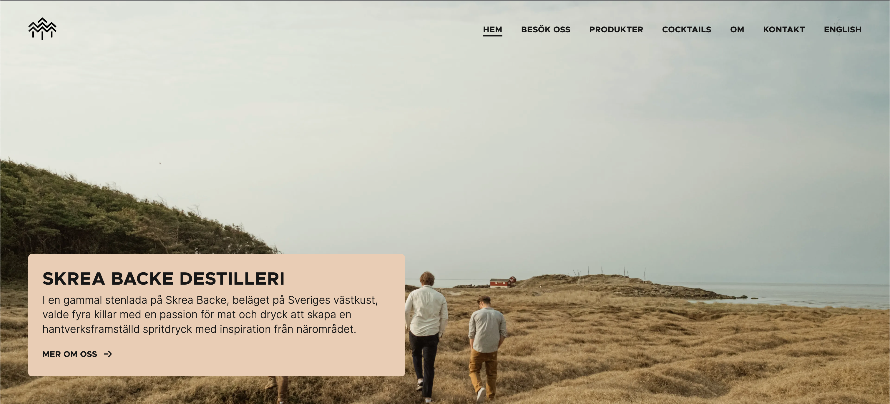 Screenshot Skrea Backe Destilleri's home page.
